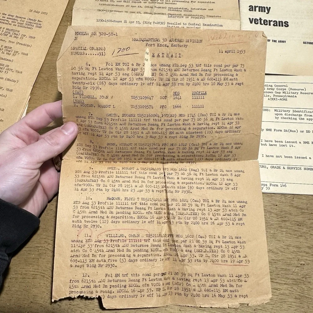 Vintage Military Army Paperwork Korean War 1950's One Soldier Paperwork‎